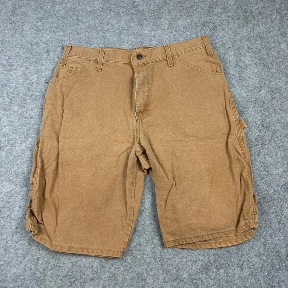 Dickies Carpenter Shorts Mens 34 Brown Duck Canvas Utility Workwear Outdoors